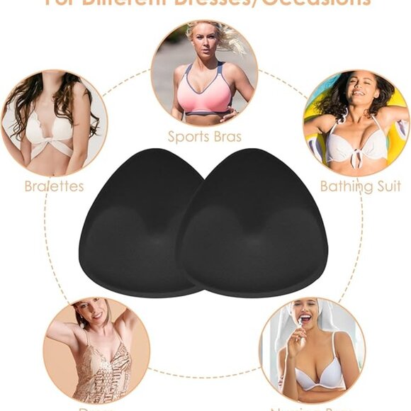 3 Pack Padded Bra Inserts Memory Foam Nude Black - Picture 1 of 9